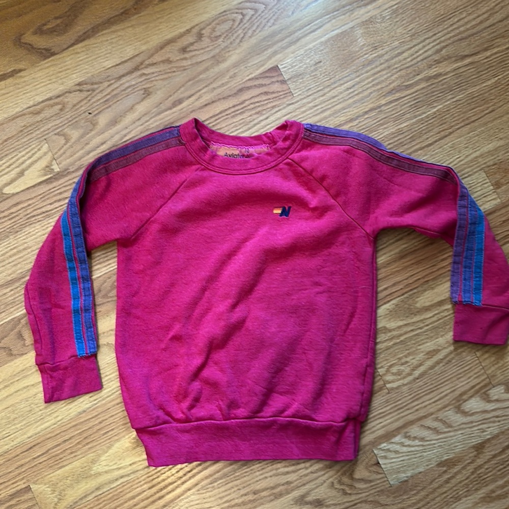 Aviator nation girls crew sweatshirt red with stripes